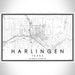 Harlingen Texas Map Print Landscape Orientation in Classic Style With Shaded Background