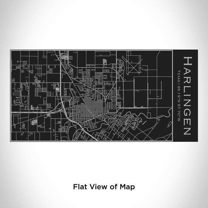 Rendered View of Harlingen Texas Map Engraving on 17oz Stainless Steel Insulated Cola Bottle in Black