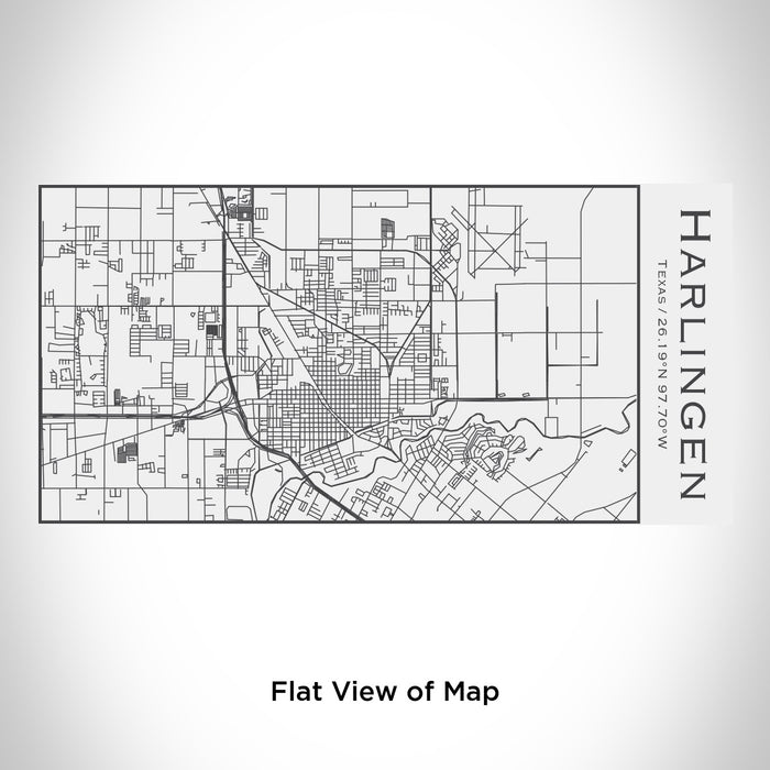 Rendered View of Harlingen Texas Map Engraving on 17oz Stainless Steel Insulated Cola Bottle in White