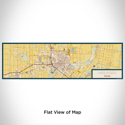 Flat View of Map Custom Harlingen Texas Map Enamel Mug in Woodblock