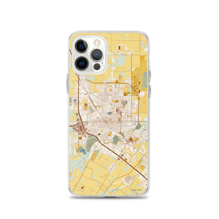 Custom Harlingen Texas Map iPhone 12 Pro Phone Case in Woodblock