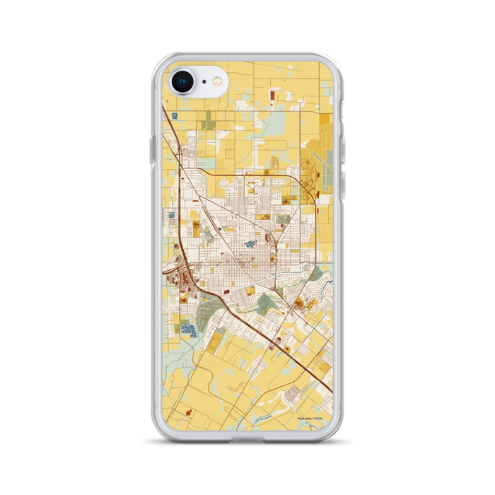 Custom Harlingen Texas Map iPhone SE Phone Case in Woodblock