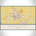 Harlingen Texas Map Print Landscape Orientation in Woodblock Style With Shaded Background