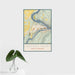 16x24 Harpers Ferry West Virginia Map Print Portrait Orientation in Woodblock Style With Tropical Plant Leaves in Water