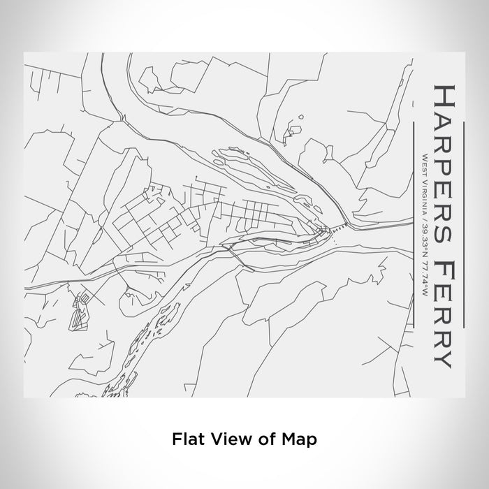 Rendered View of Harpers Ferry West Virginia Map Engraving on 20oz Stainless Steel Insulated Bottle with Bamboo Top in White