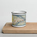 Front View Custom Harpers Ferry West Virginia Map Enamel Mug in Woodblock on Cutting Board