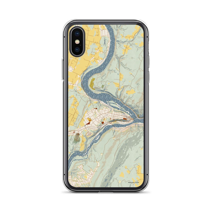 Custom iPhone X/XS Harpers Ferry West Virginia Map Phone Case in Woodblock