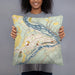 Person holding 18x18 Custom Harpers Ferry West Virginia Map Throw Pillow in Woodblock