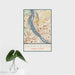 16x24 Harrisburg Pennsylvania Map Print Portrait Orientation in Woodblock Style With Tropical Plant Leaves in Water