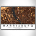 Harrisburg Pennsylvania Map Print Landscape Orientation in Ember Style With Shaded Background