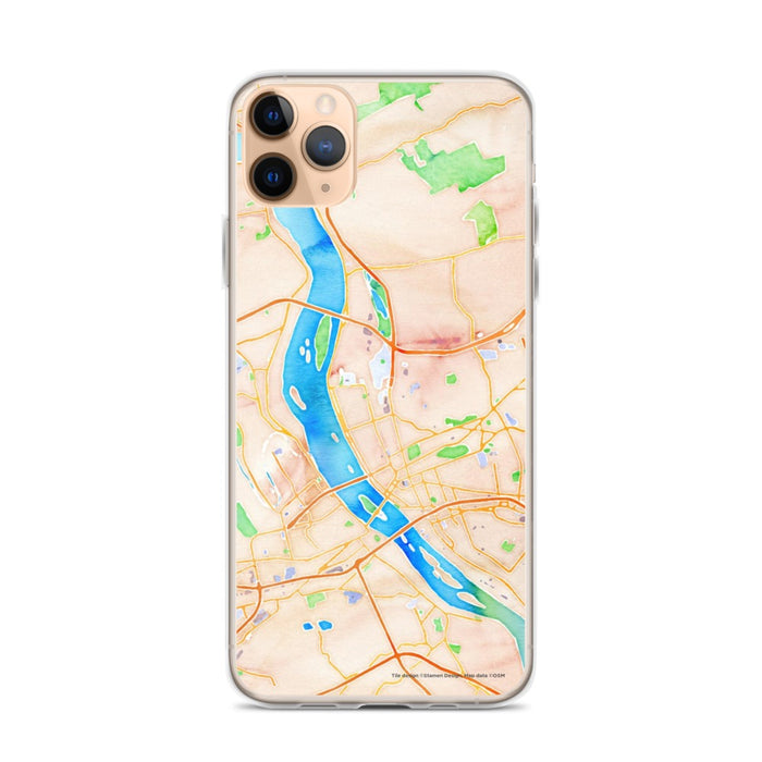 Custom iPhone 11 Pro Max Harrisburg Pennsylvania Map Phone Case in Watercolor