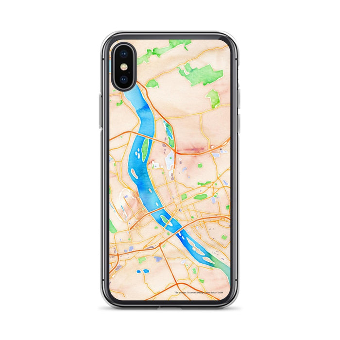 Custom iPhone X/XS Harrisburg Pennsylvania Map Phone Case in Watercolor