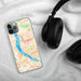 Custom Harrisburg Pennsylvania Map Phone Case in Watercolor on Table with Black Headphones