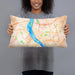 Person holding 20x12 Custom Harrisburg Pennsylvania Map Throw Pillow in Watercolor