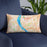 Custom Harrisburg Pennsylvania Map Throw Pillow in Watercolor on Blue Colored Chair