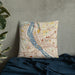 Custom Harrisburg Pennsylvania Map Throw Pillow in Woodblock on Bedding Against Wall