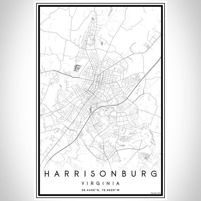 Harrisonburg Virginia Map Print Portrait Orientation in Classic Style With Shaded Background