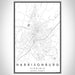 Harrisonburg Virginia Map Print Portrait Orientation in Classic Style With Shaded Background