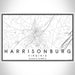 Harrisonburg Virginia Map Print Landscape Orientation in Classic Style With Shaded Background