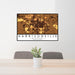 24x36 Harrisonville Missouri Map Print Lanscape Orientation in Ember Style Behind 2 Chairs Table and Potted Plant
