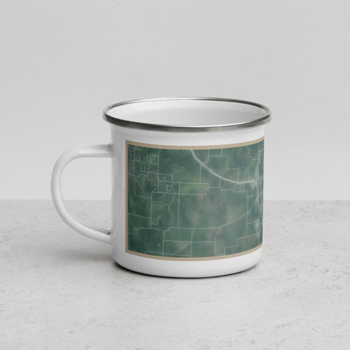 Left View Custom Harrisonville Missouri Map Enamel Mug in Afternoon