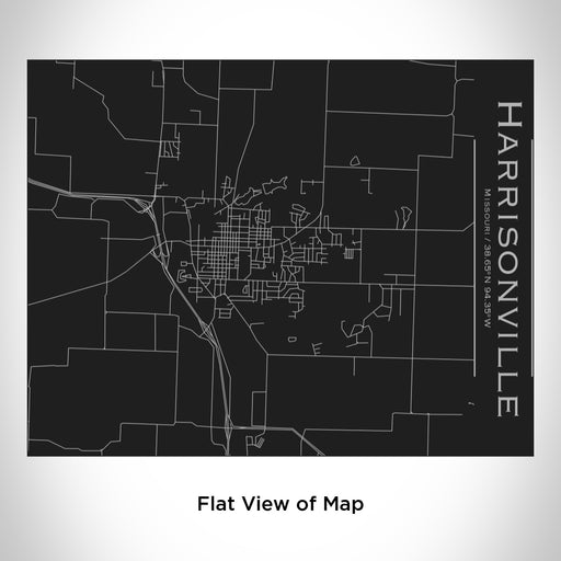 Rendered View of Harrisonville Missouri Map Engraving on 20oz Stainless Steel Insulated Bottle with Bamboo Top in Black