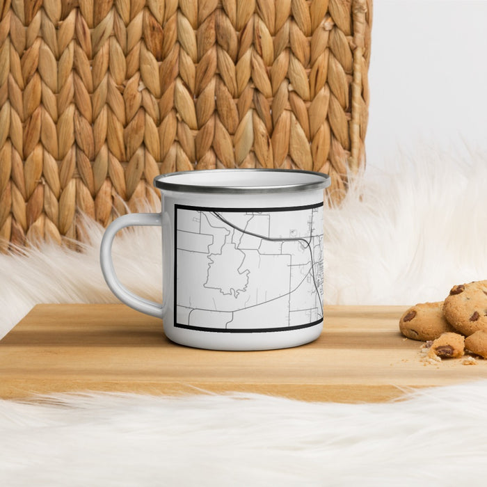 Left View Custom Harrisonville Missouri Map Enamel Mug in Classic on Table Top