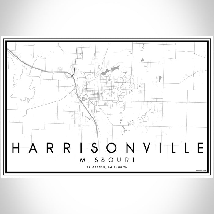 Harrisonville Missouri Map Print Landscape Orientation in Classic Style With Shaded Background