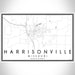 Harrisonville Missouri Map Print Landscape Orientation in Classic Style With Shaded Background
