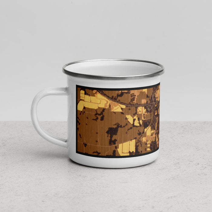 Left View Custom Harrisonville Missouri Map Enamel Mug in Ember