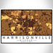 Harrisonville Missouri Map Print Landscape Orientation in Ember Style With Shaded Background