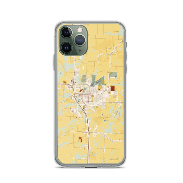 Custom iPhone 11 Pro Harrisonville Missouri Map Phone Case in Woodblock