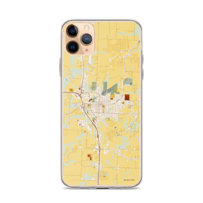 Custom iPhone 11 Pro Max Harrisonville Missouri Map Phone Case in Woodblock
