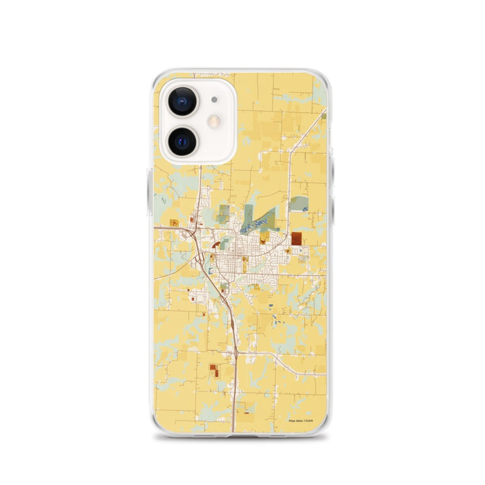 Custom iPhone 12 Harrisonville Missouri Map Phone Case in Woodblock