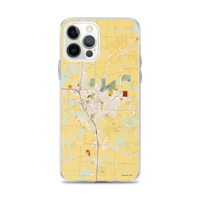 Custom iPhone 12 Pro Max Harrisonville Missouri Map Phone Case in Woodblock