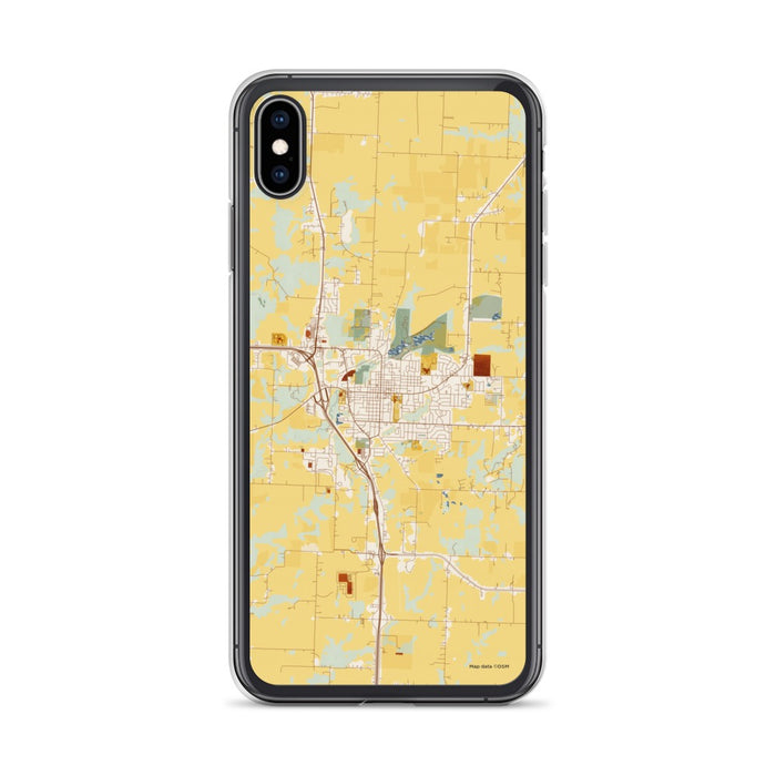 Custom iPhone XS Max Harrisonville Missouri Map Phone Case in Woodblock