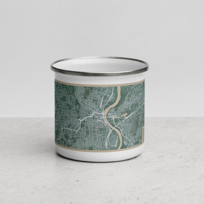 Front View Custom Hartford Connecticut Map Enamel Mug in Afternoon