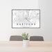 24x36 Hartford Connecticut Map Print Landscape Orientation in Classic Style Behind 2 Chairs Table and Potted Plant