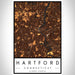Hartford Connecticut Map Print Portrait Orientation in Ember Style With Shaded Background