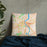 Custom Hartford Connecticut Map Throw Pillow in Watercolor on Bedding Against Wall