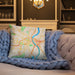 Custom Hartford Connecticut Map Throw Pillow in Watercolor on Cream Colored Couch