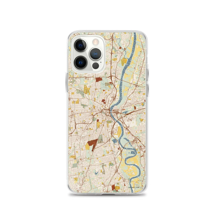 Custom Hartford Connecticut Map iPhone 12 Pro Phone Case in Woodblock