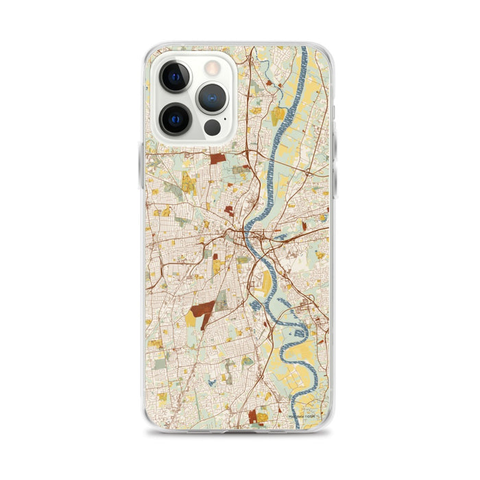 Custom Hartford Connecticut Map iPhone 12 Pro Max Phone Case in Woodblock