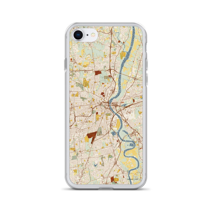 Custom Hartford Connecticut Map iPhone SE Phone Case in Woodblock