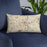 Custom Hartford Connecticut Map Throw Pillow in Woodblock on Blue Colored Chair