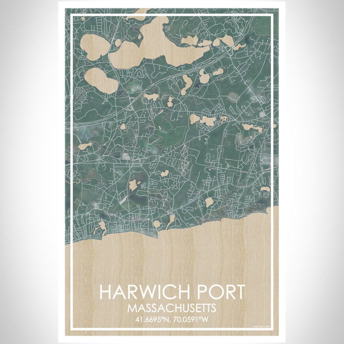 Harwich Port Massachusetts Map Print Portrait Orientation in Afternoon Style With Shaded Background