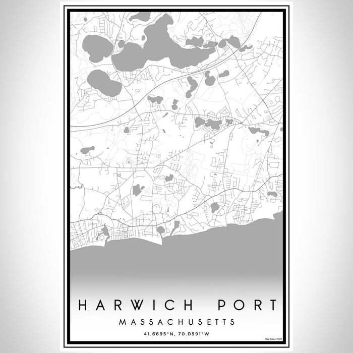 Harwich Port Massachusetts Map Print Portrait Orientation in Classic Style With Shaded Background