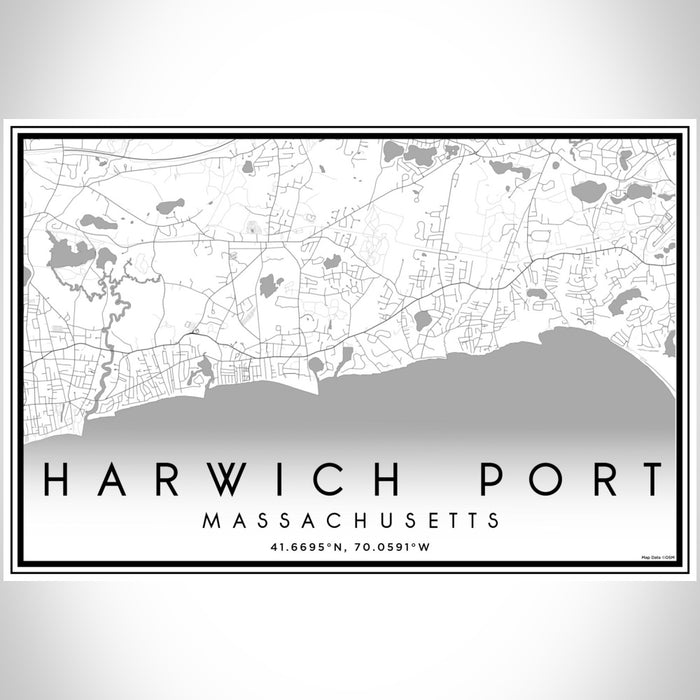Harwich Port Massachusetts Map Print Landscape Orientation in Classic Style With Shaded Background