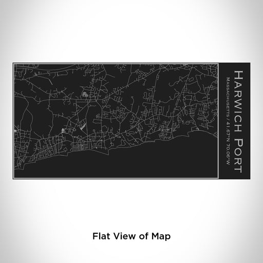 Rendered View of Harwich Port Massachusetts Map Engraving on 17oz Stainless Steel Insulated Cola Bottle in Black