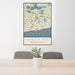 24x36 Harwich Port Massachusetts Map Print Portrait Orientation in Woodblock Style Behind 2 Chairs Table and Potted Plant